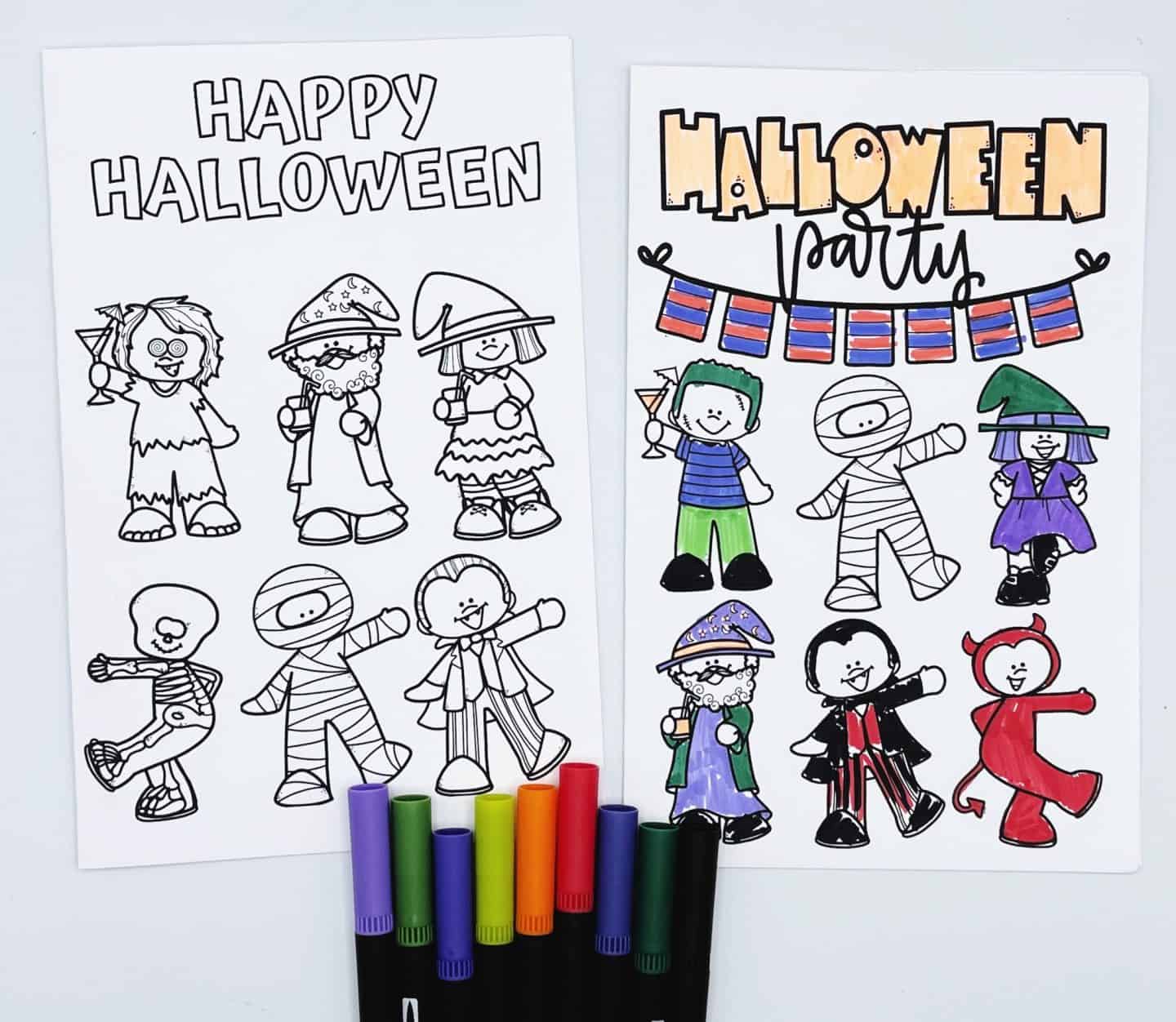 free halloween coloring cards