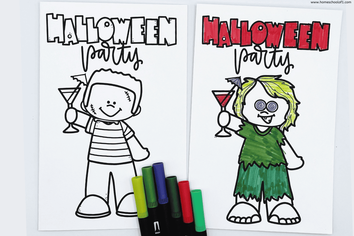 8 Printable Halloween Cards to Color (Free)