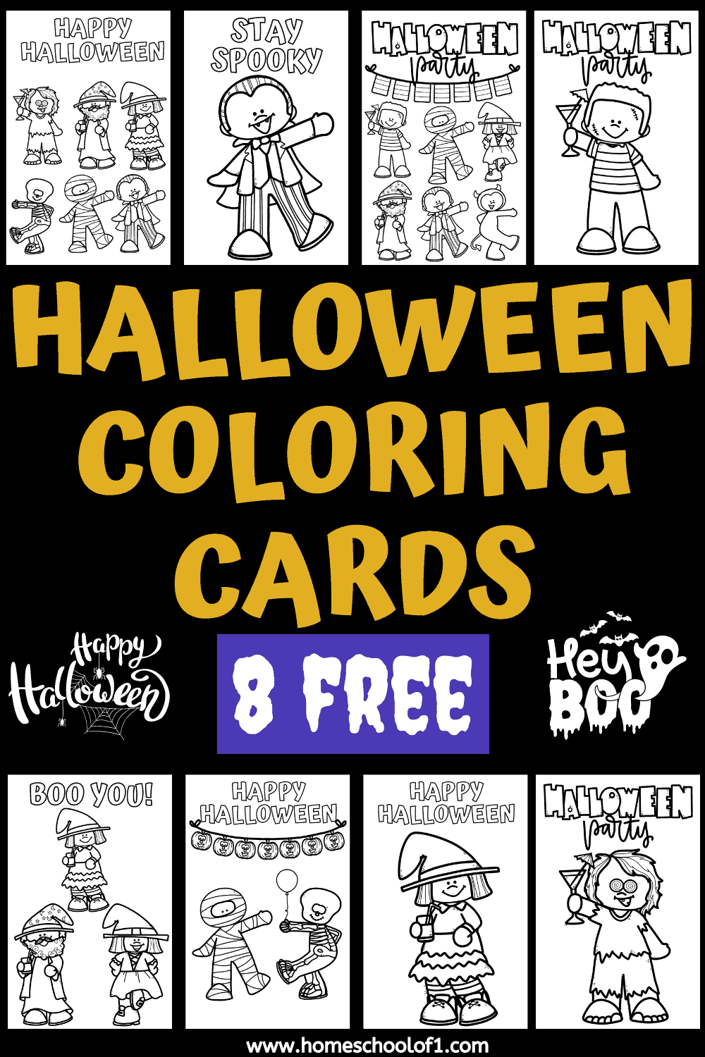 free printable halloween cards to color