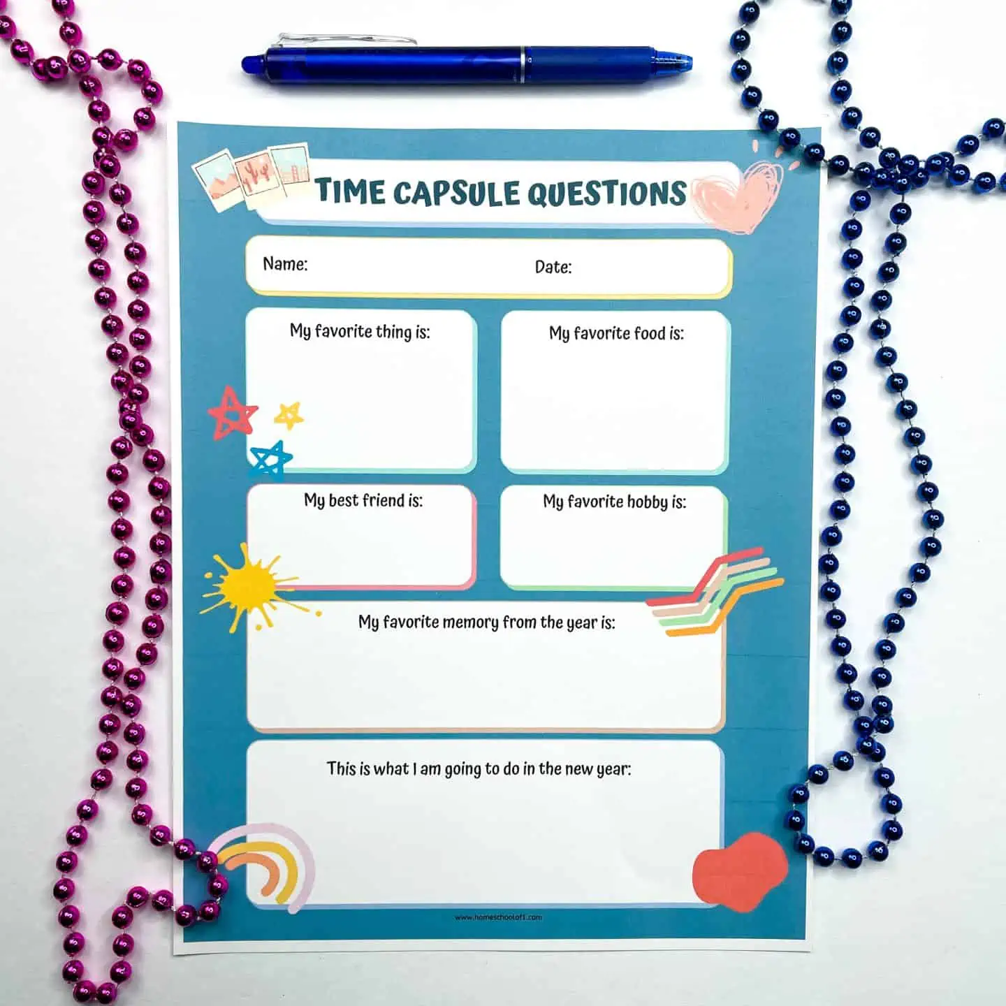 Time Capsule Questions for New Year's Eve (2 Free Printables)