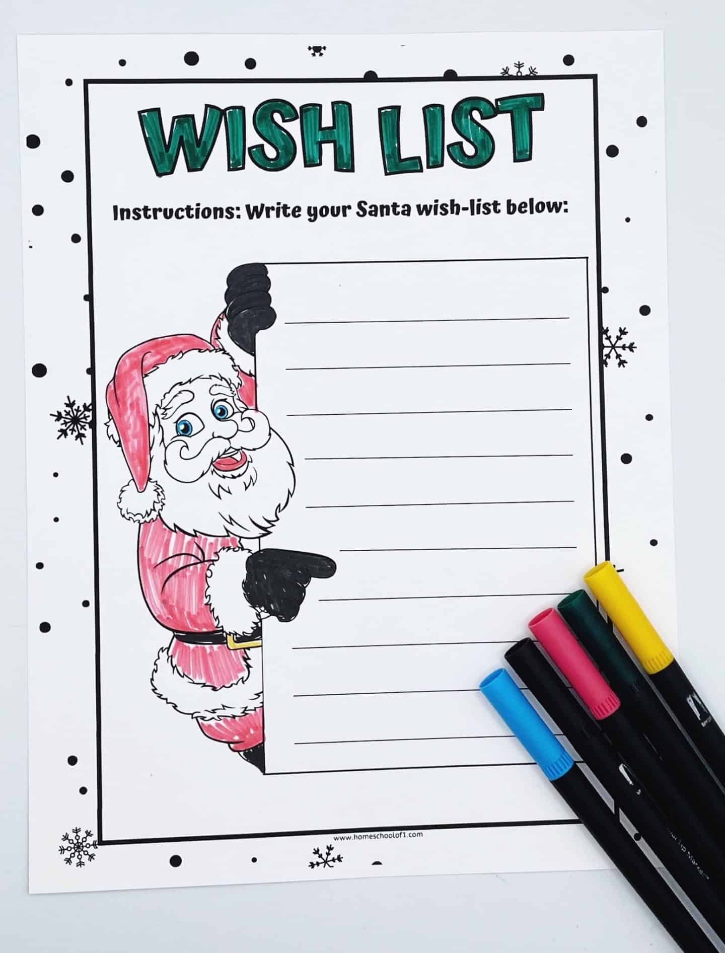 santa wish list free printable