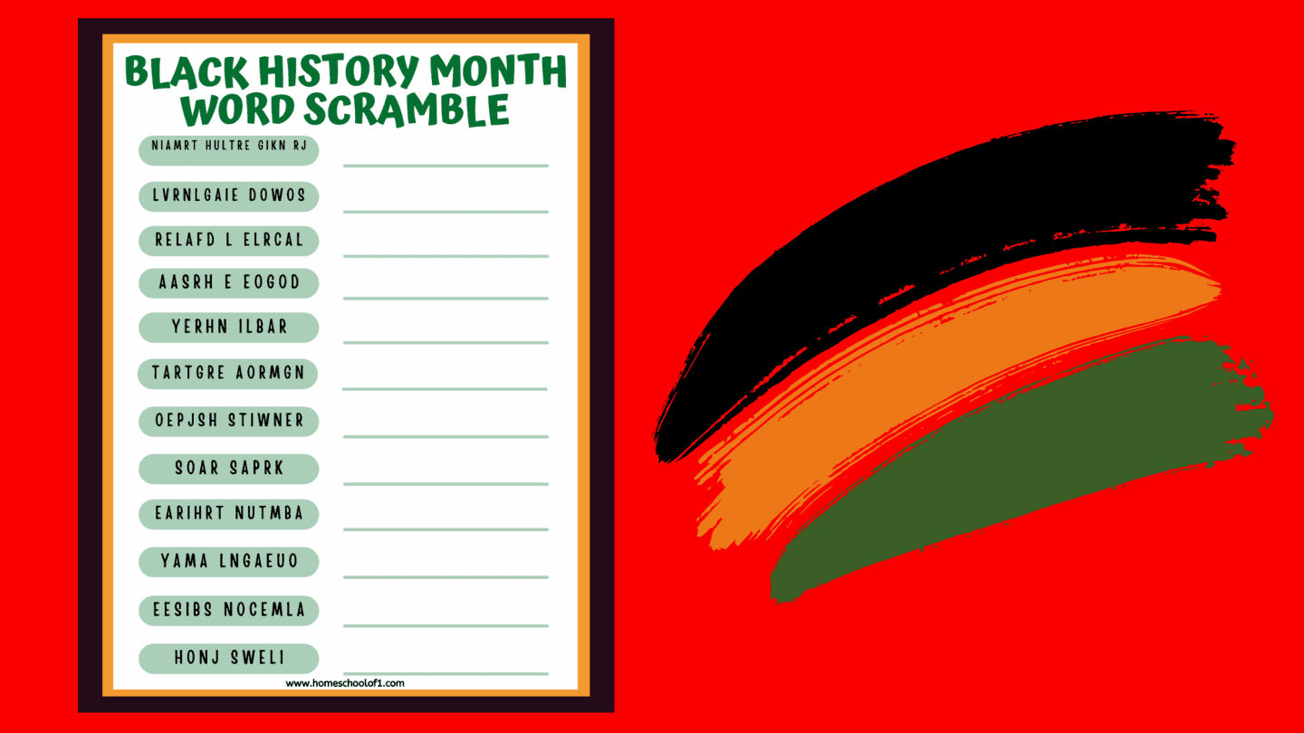 BLACK HISTORY MONTH WORD SCRAMBLE HARD