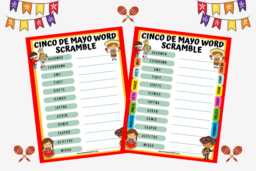 CINCO DE MAYO WORD SCRAMBLE PUZZLE