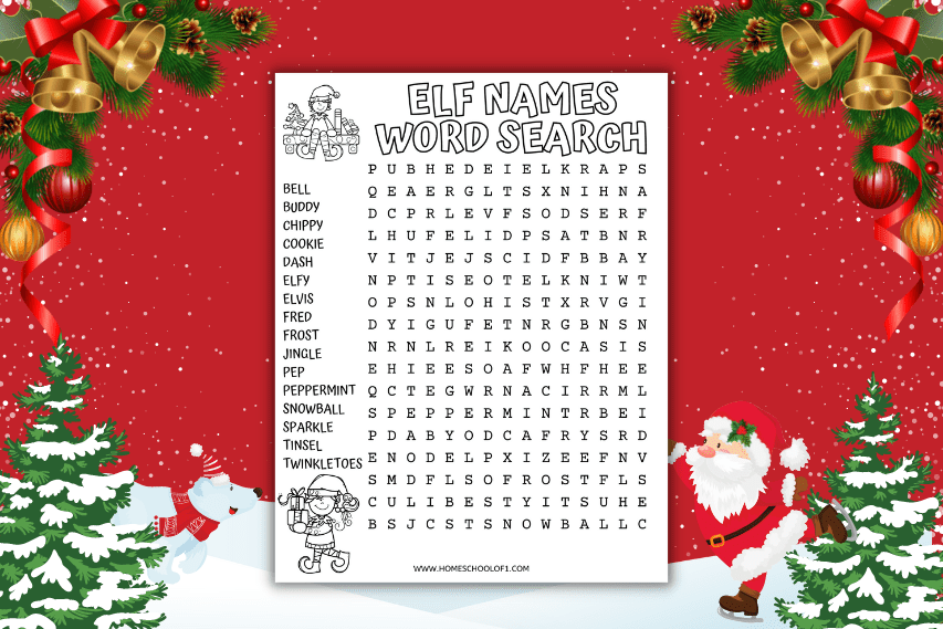 Elf on the shelf word search