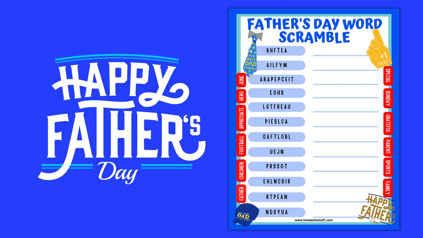FATHERS DAY WORD SCRAMBLE PRINTABLE