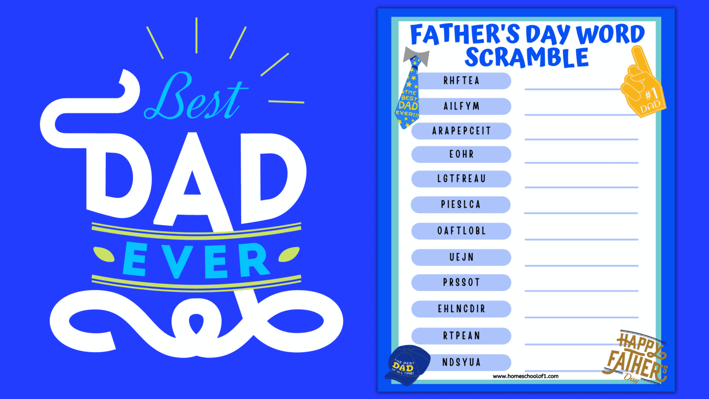 FATHER'S DAY WORD SCRAMBLE PRINTABLE