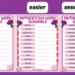 Mother's Day word scramble answers