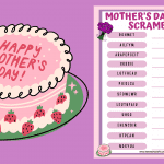 Mother's Day word scramble middle school