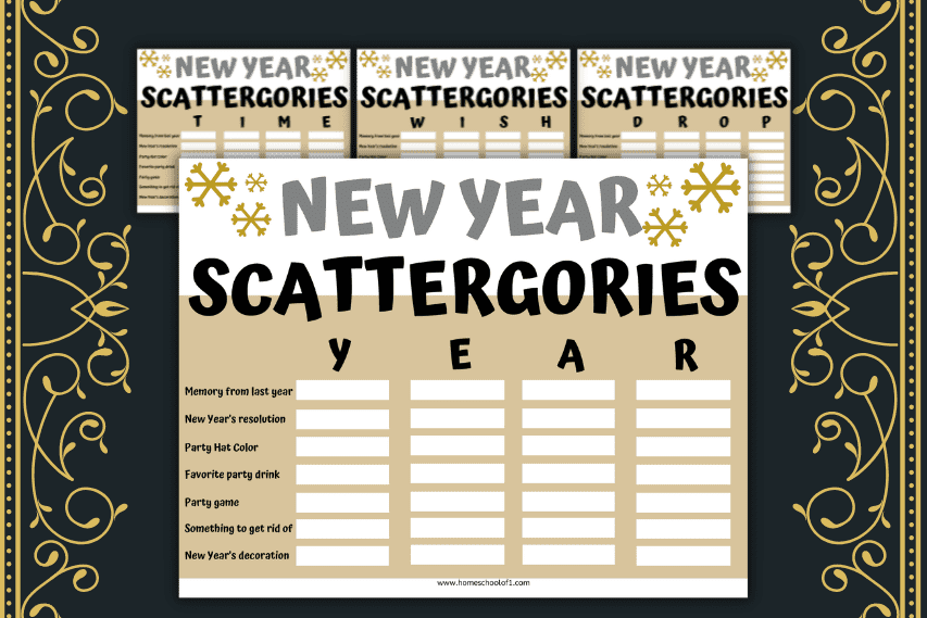New Year’s Scattergories Game (free printables)