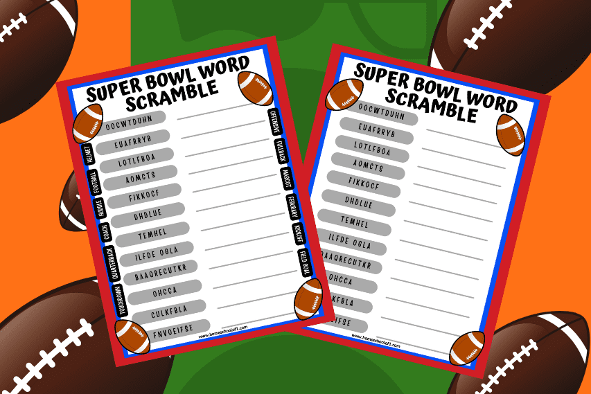 Super Bowl Word Scramble (easy & hard versions)
