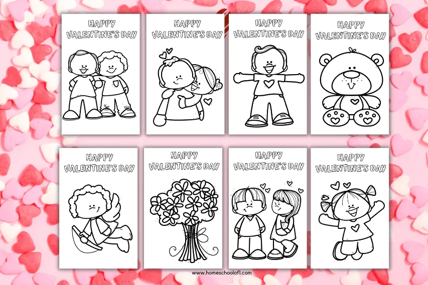 8 Free Printable Valentine’s Day Cards to Color