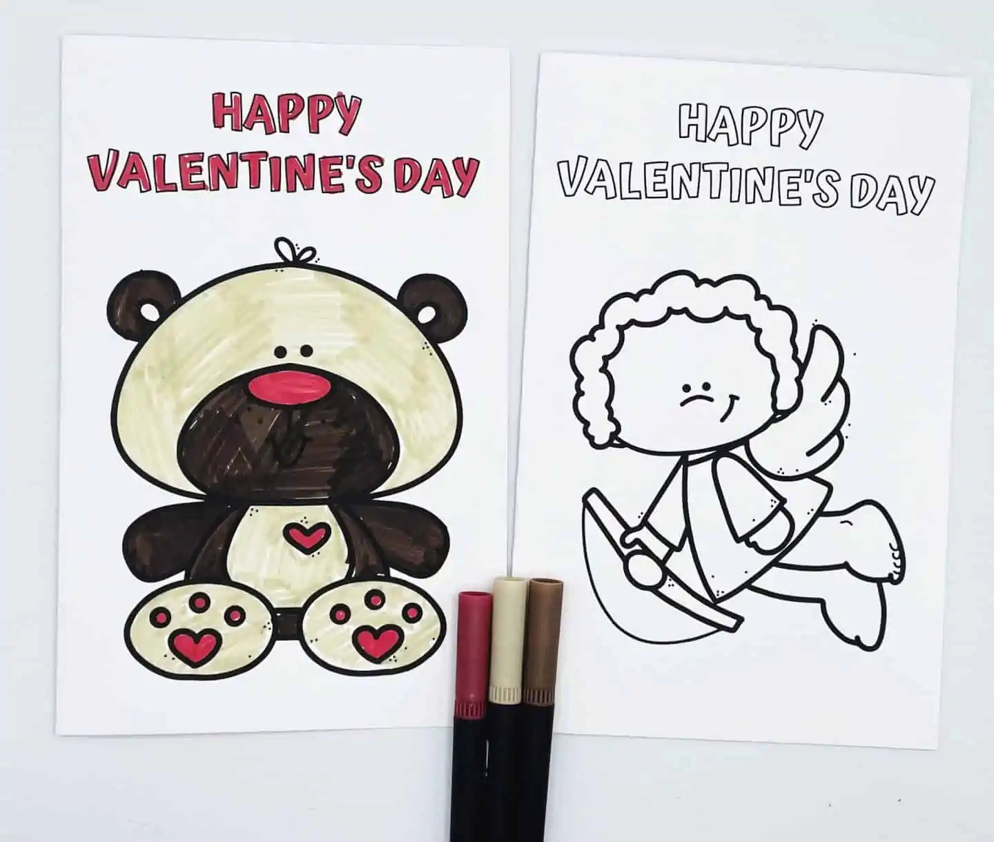 Valentine's Day coloring cards