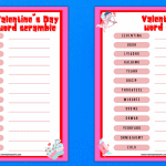 Valentines Day word scramble and answers
