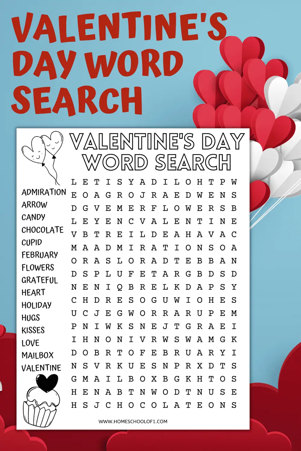 Valentine's Day word search printable