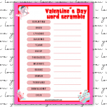 Valentines word scramble