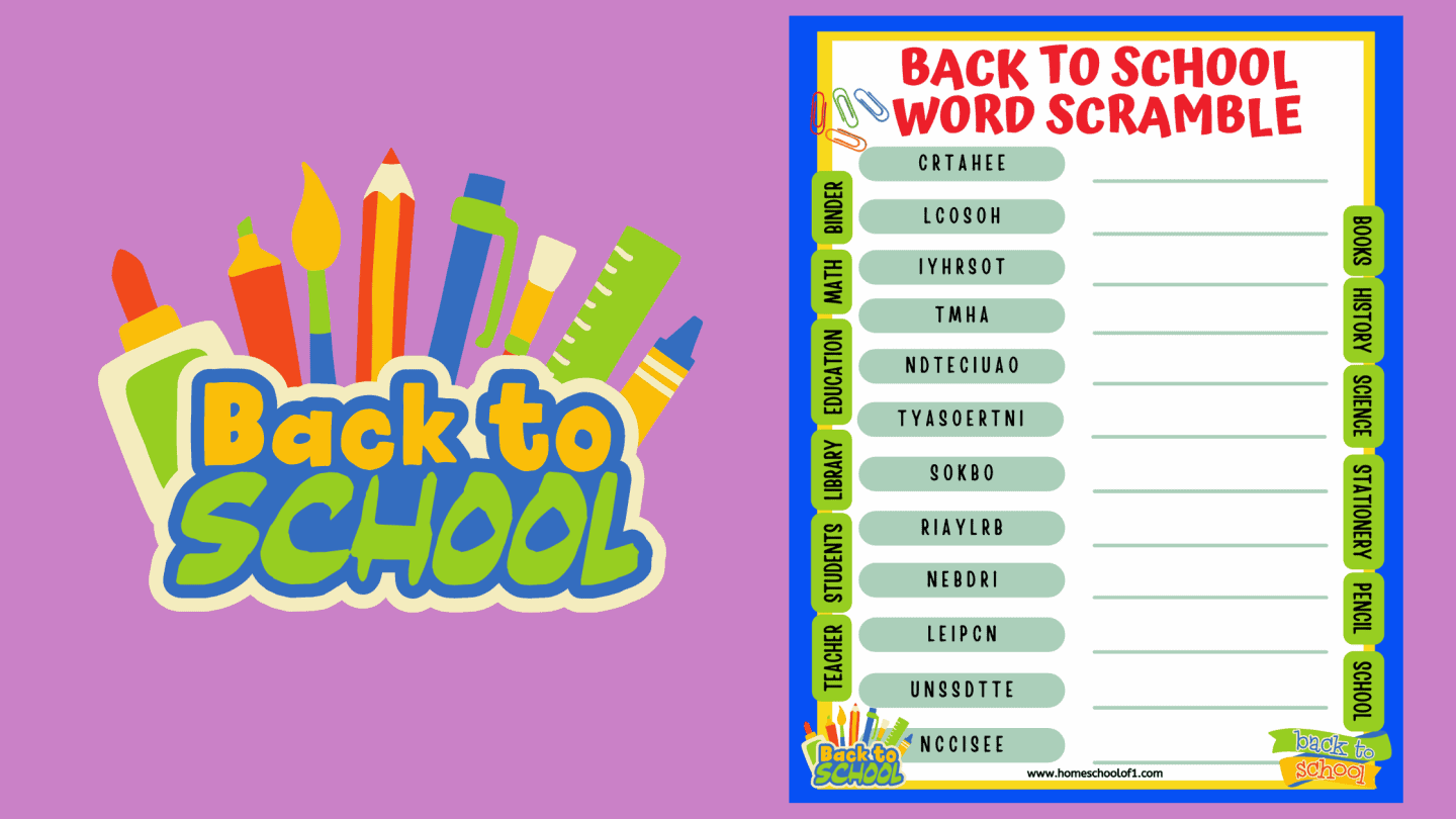 back to school word scramble printable
