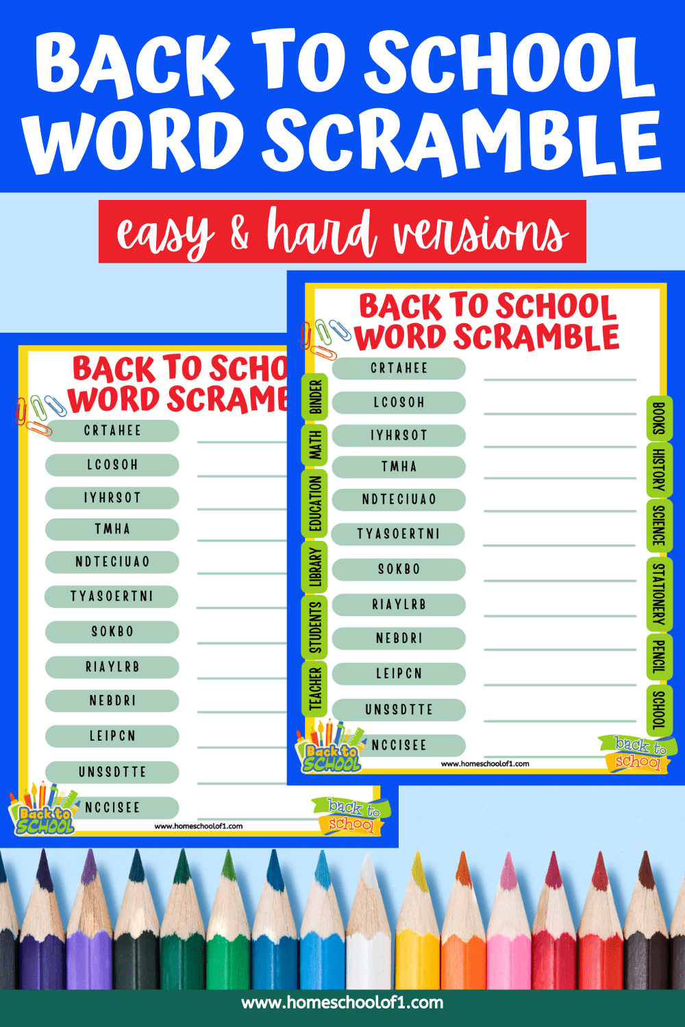 back to school word scramble