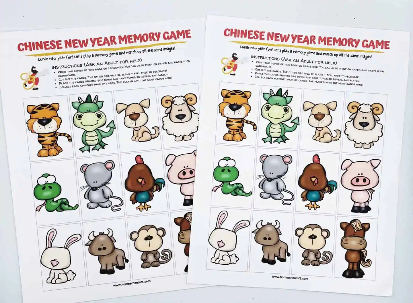 chinese new year memory game printable