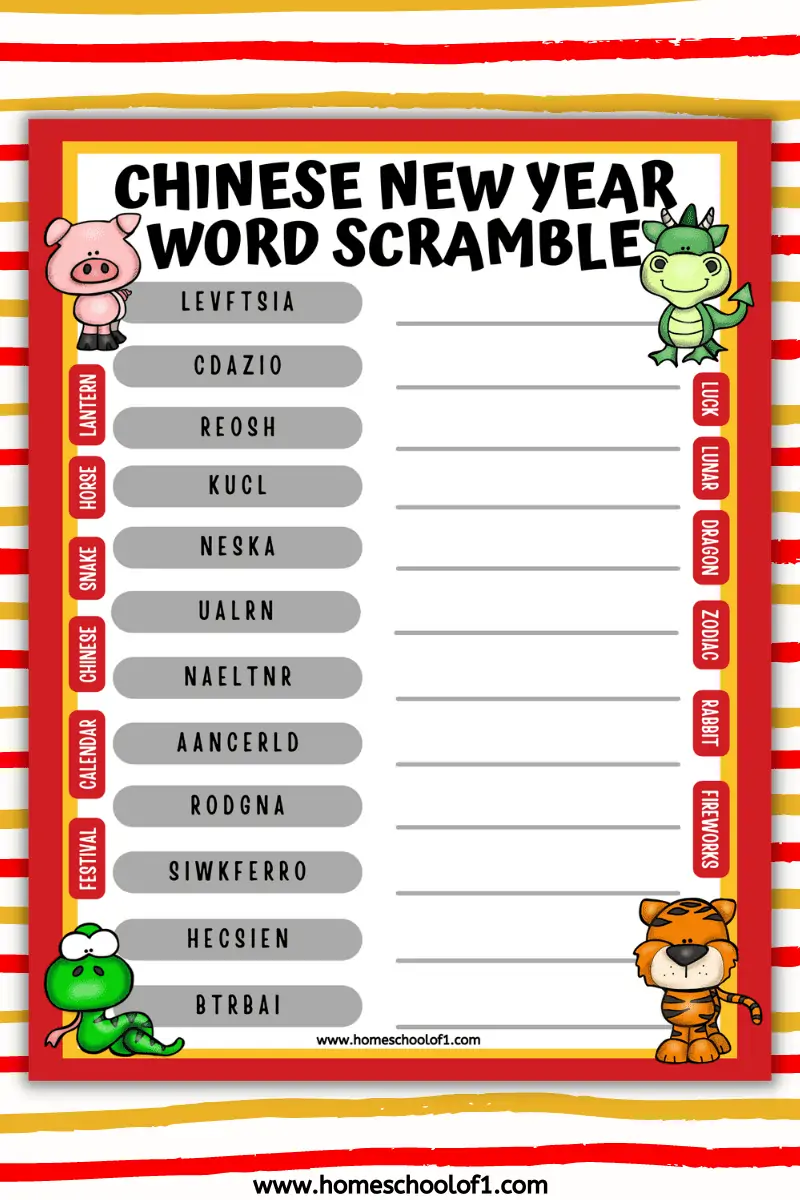 chinese new year word scramble easy