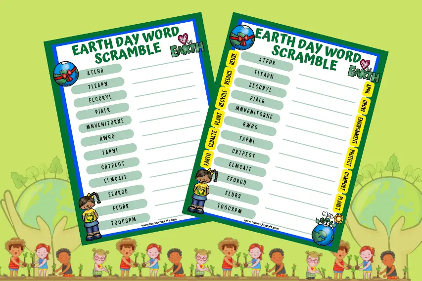 Earth Day Word Scramble (easy & hard versions)