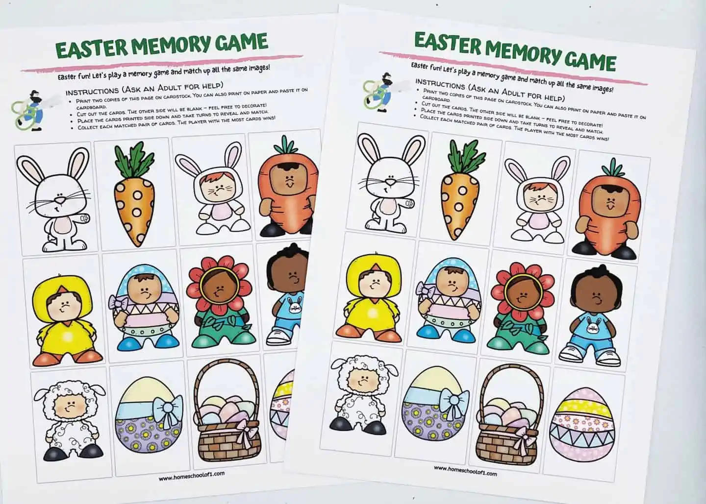 easter memory game printable