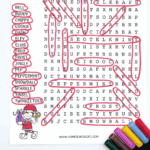 Completed Elf on the Shelf word search printable featuring 16 popular elf names, with red circles highlighting the found words.