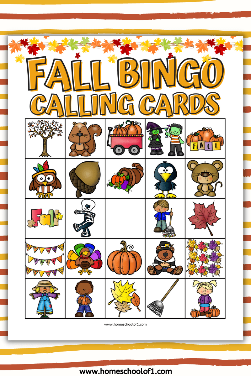 Free Fall Bingo Printables (instant download ) Homeschool of 1 Free Fall Bingo Printables (instant download ) Homeschool of 1