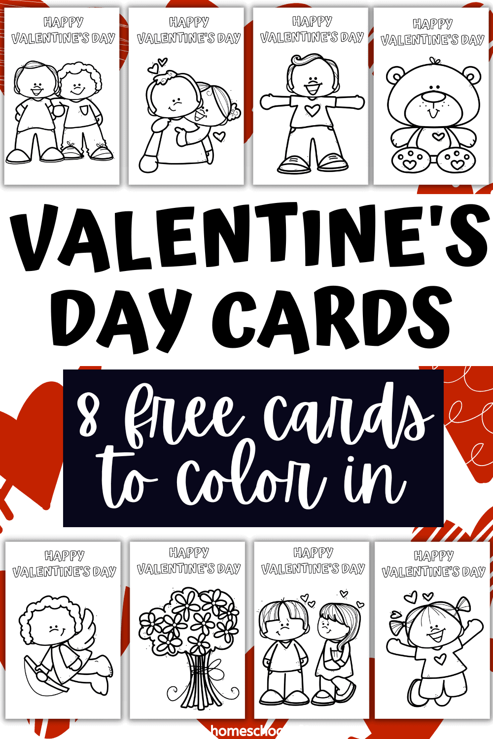free printable Valentine's Day cards to color