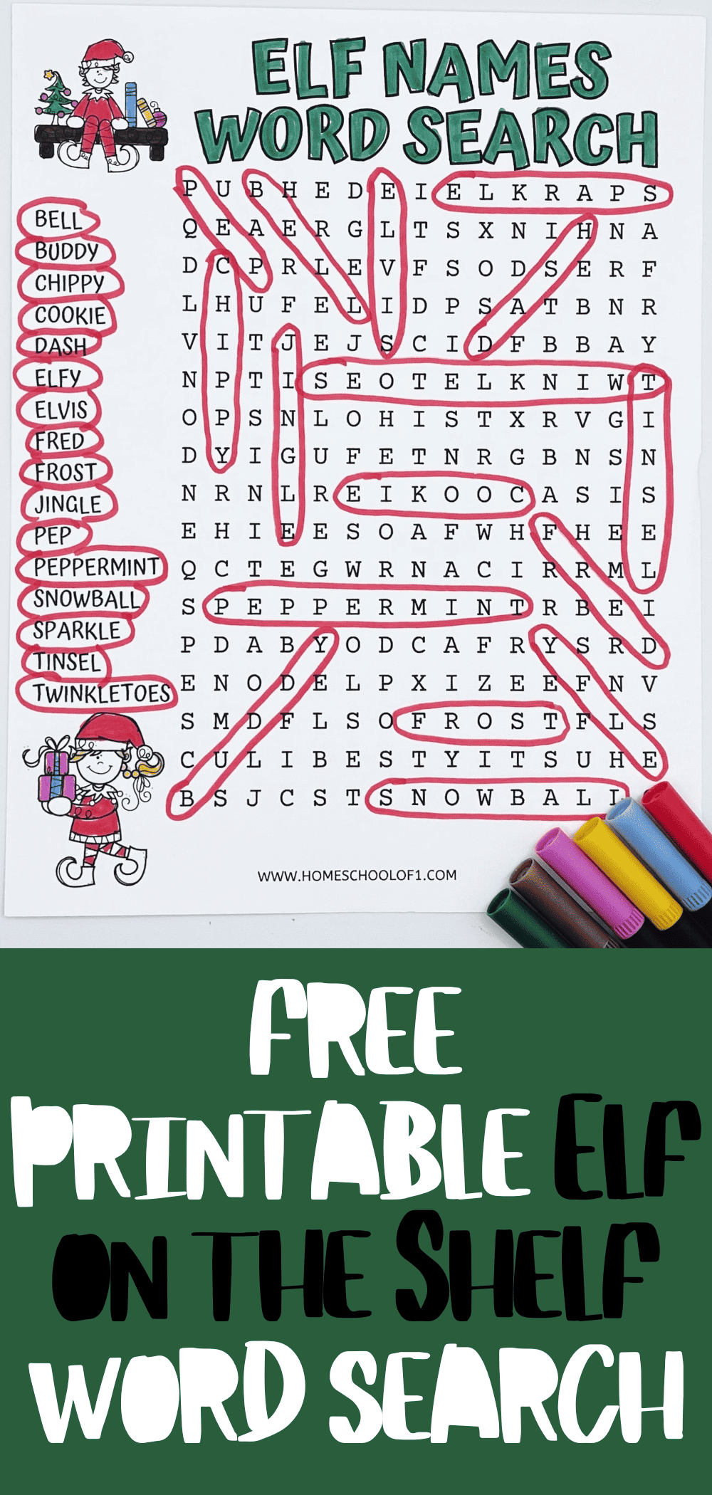 free printable elf on the shelf word search