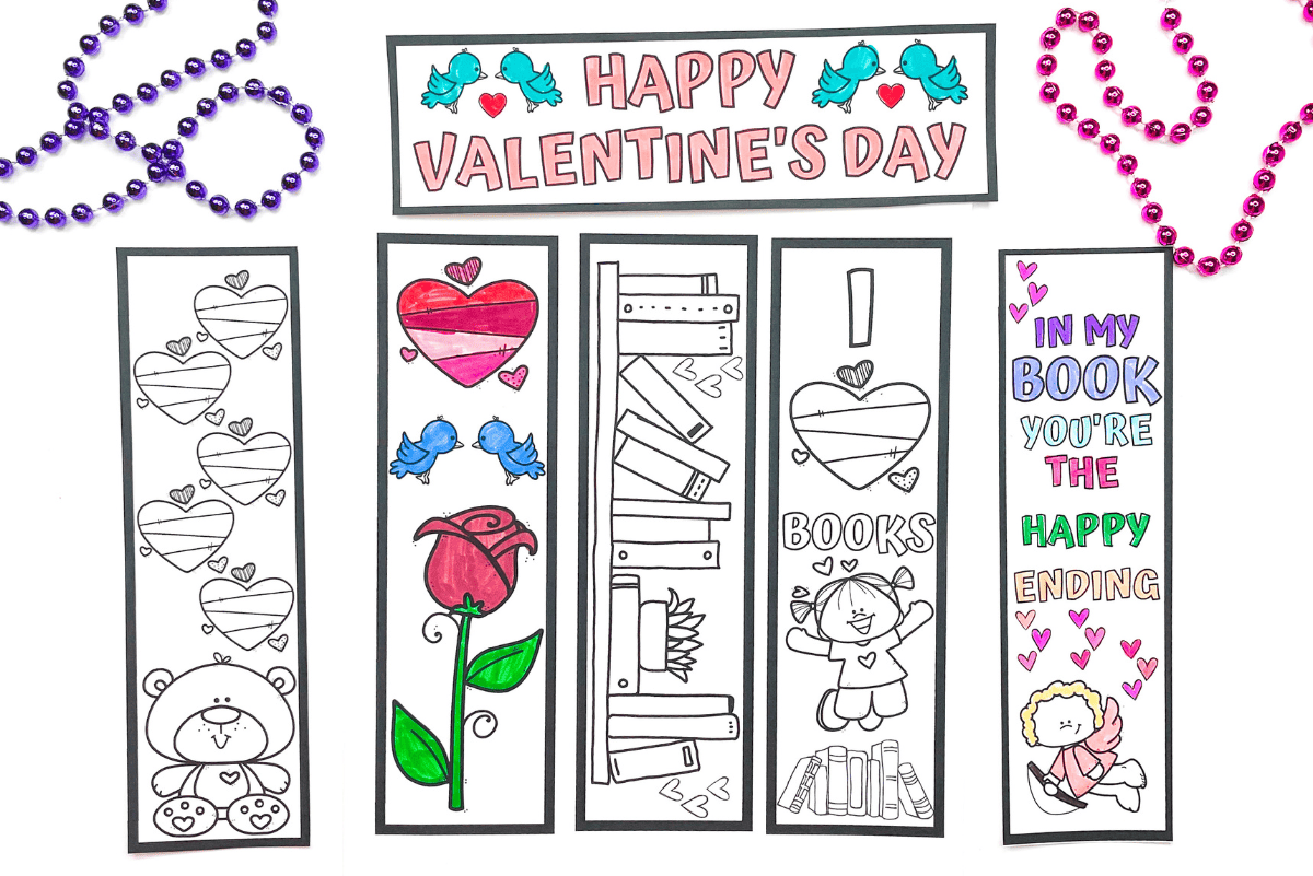 free printable valentine bookmarks to color