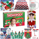 Best gifts from the Elf on the Shelf including matching pajamas, card games, bedding, and a plush elf toy.