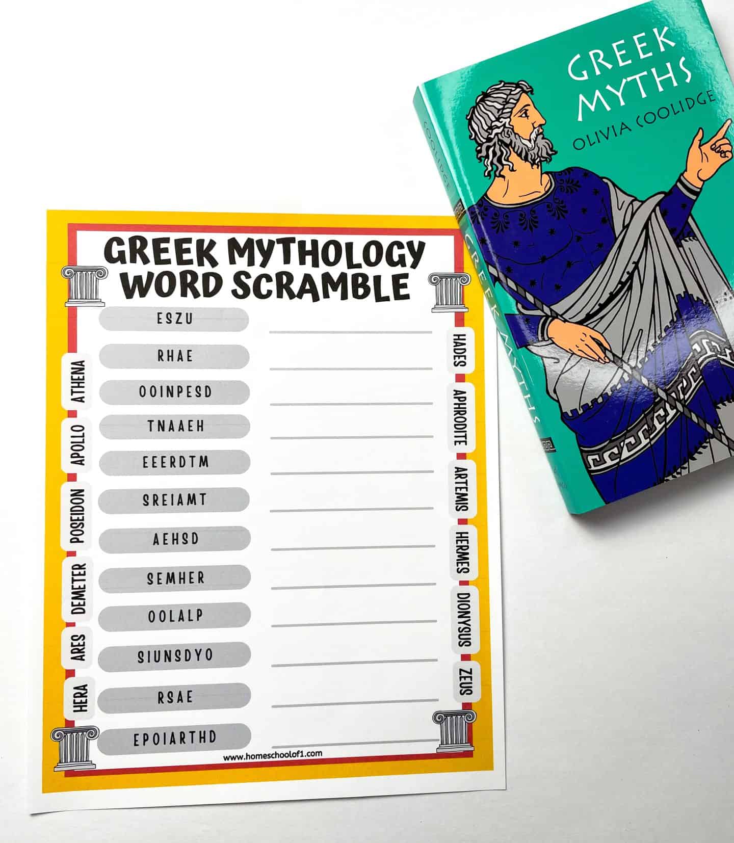 greek mythology word scramble easy