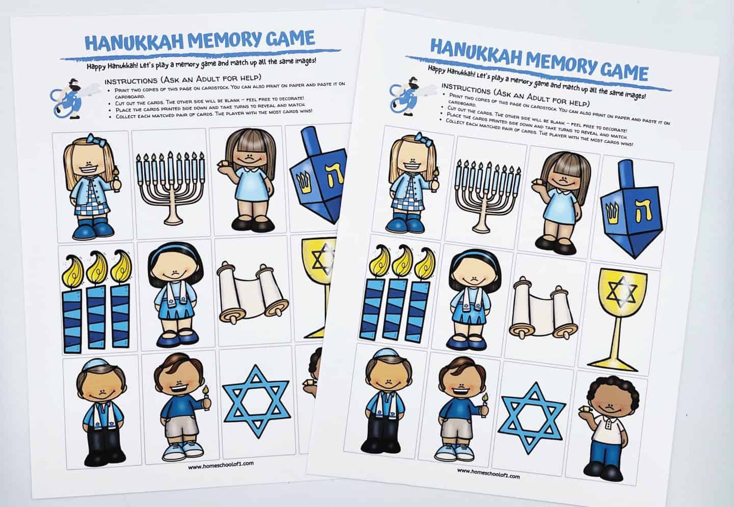 hannukah memory game printable