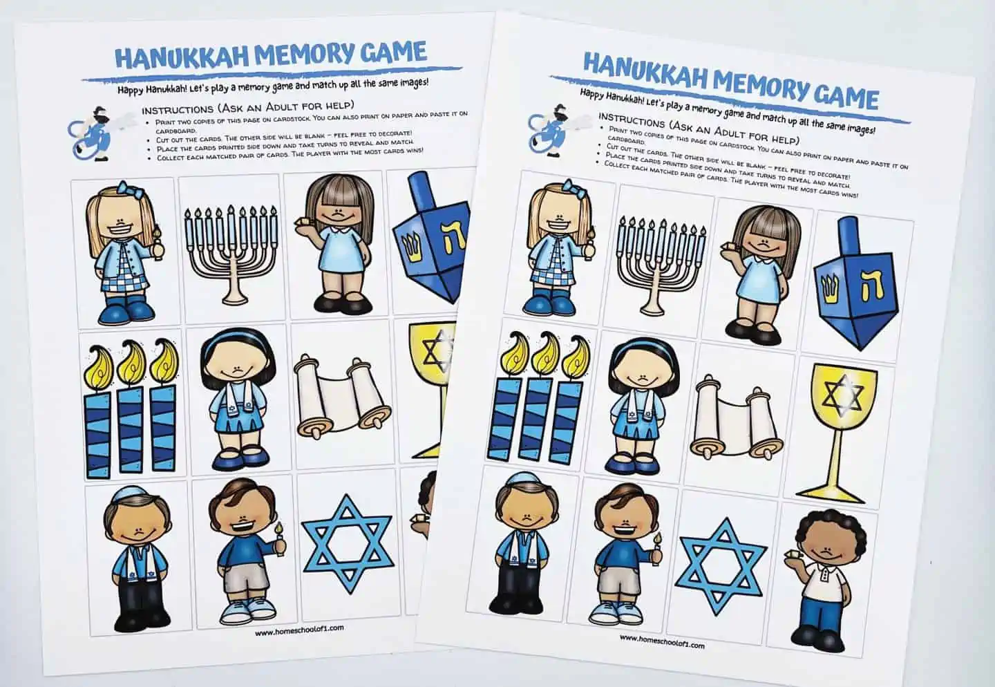 hannukah memory game printable