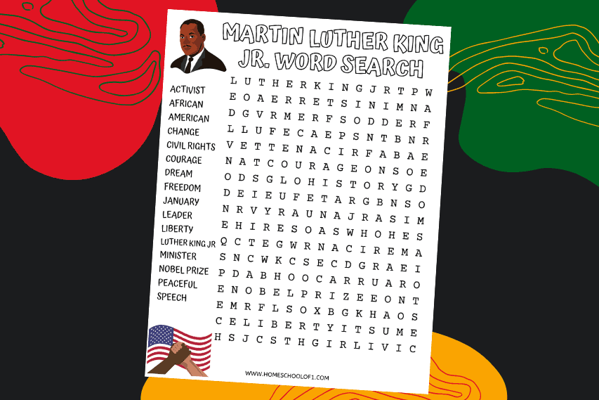 Free Printable Martin Luther King Jr Word Search