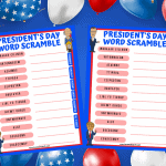 presidents day word scramble
