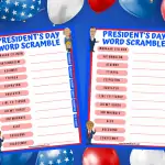 presidents day word scramble