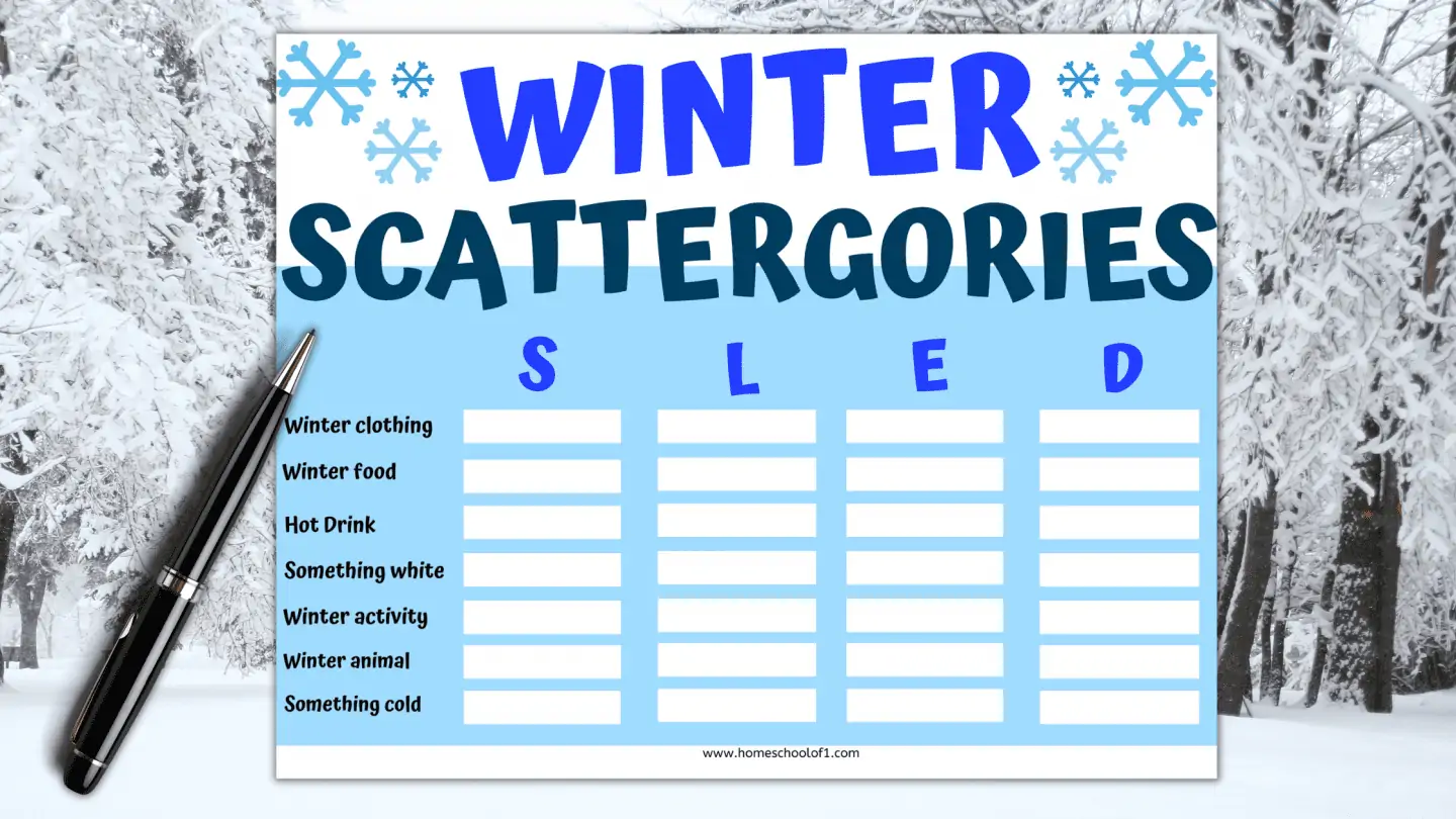 Winter scatttergory boards