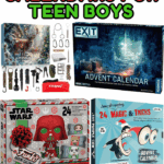 A collection of the best advent calendars for teen boys featuring fly fishing, science kits, puzzles, Star Wars gifts, Funko Pops, and magic trick sets.