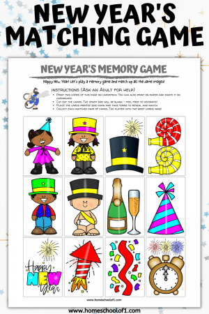 New Year's Memory Game Printable (free) - Homeschool of 1