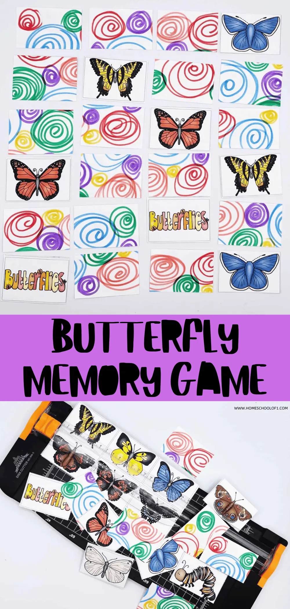 free butterfly memory game printable