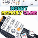 Free printable money memory game for kids to match coins, bills, and prices—perfect for early financial literacy skills.