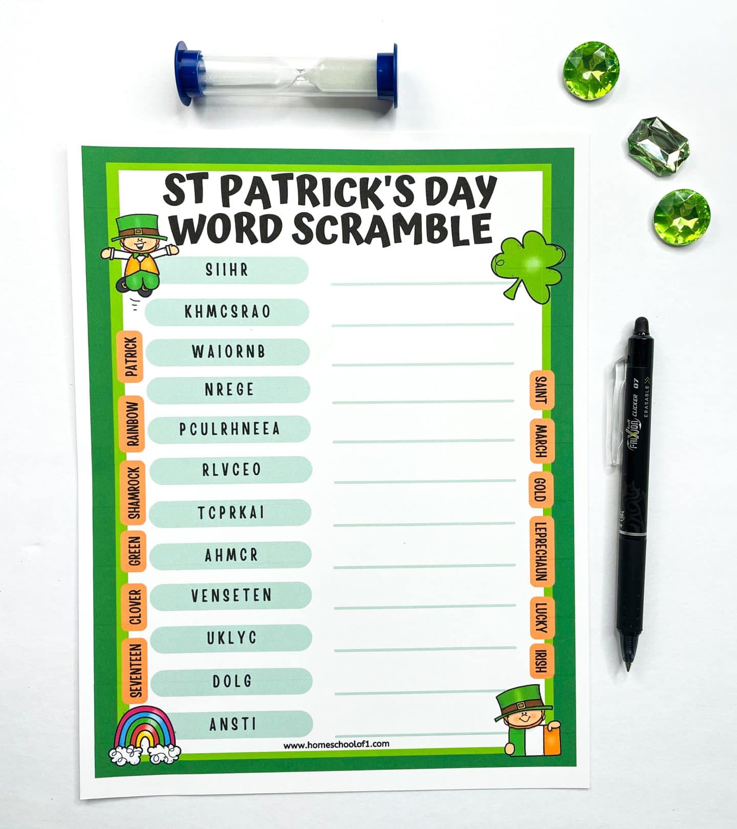 st patricks day word scramble printable