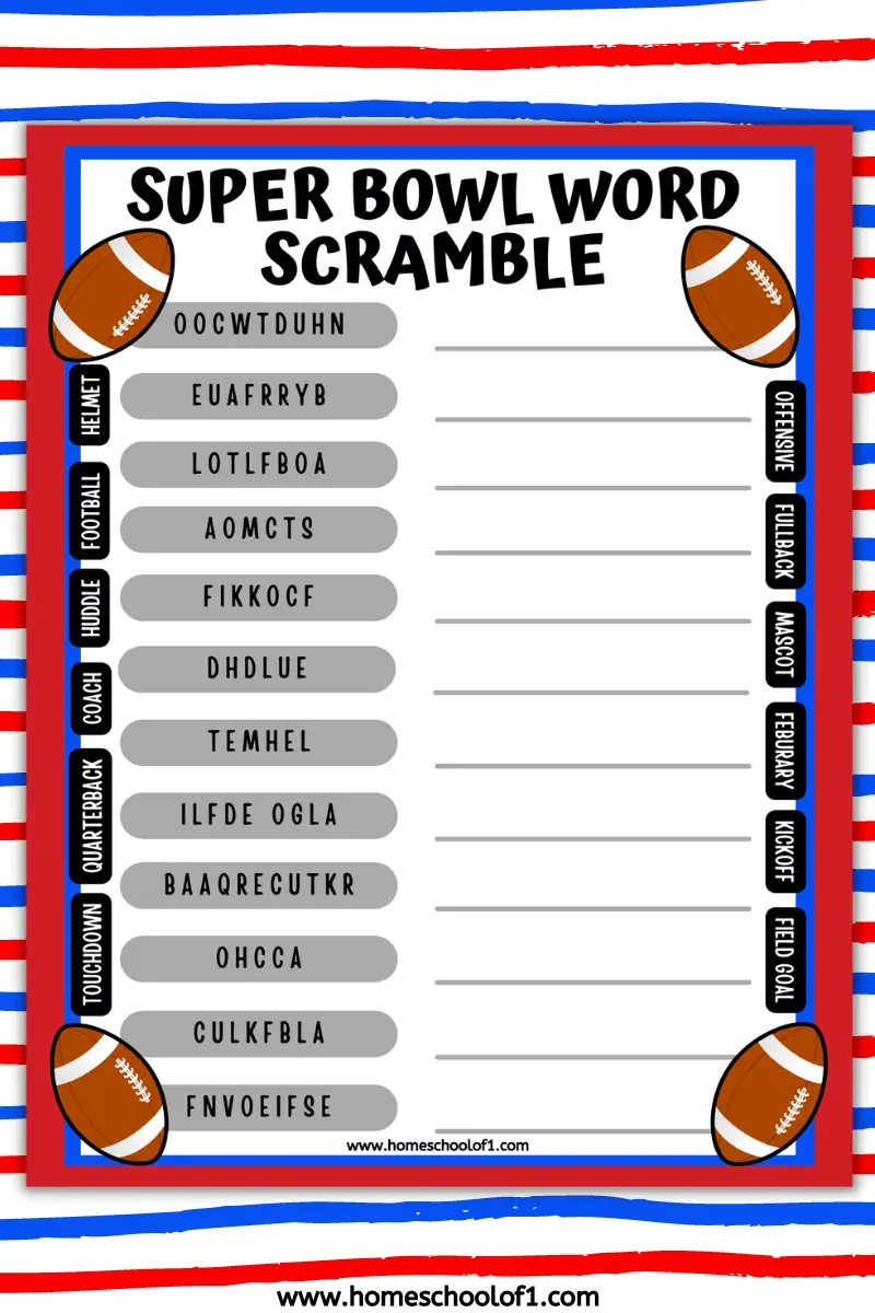 super bowl word scramble easy