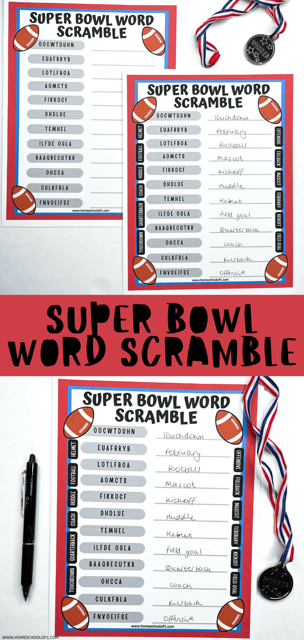 super bowl word scramble printable