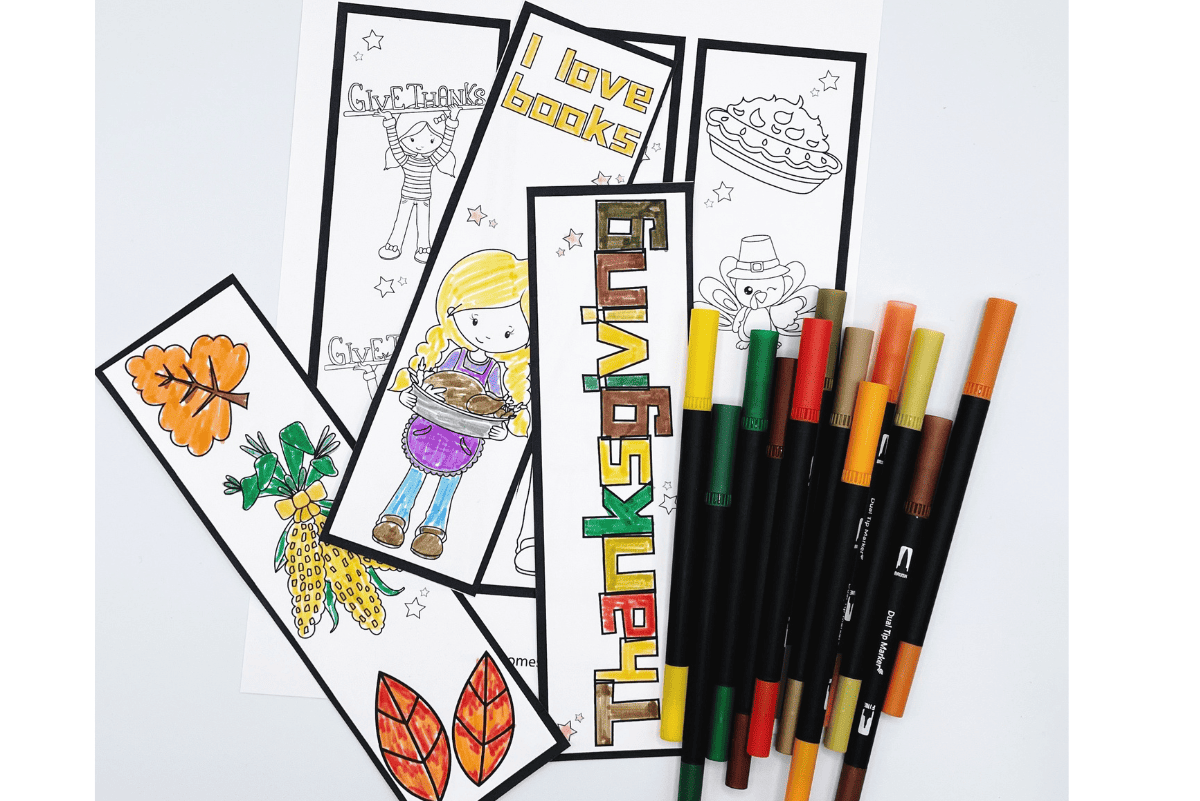 thanksgiving bookmarks to color