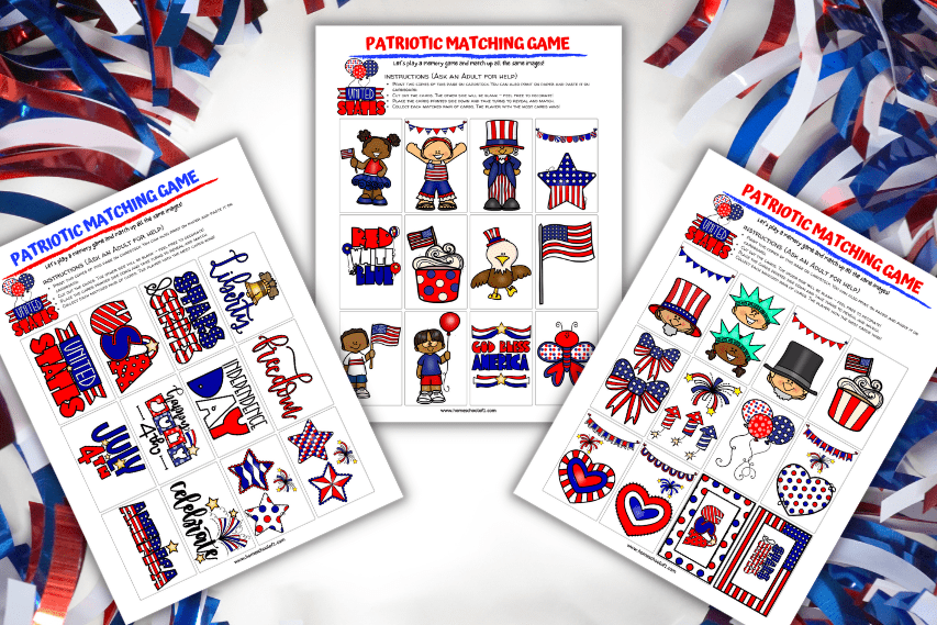 4th of july matching game