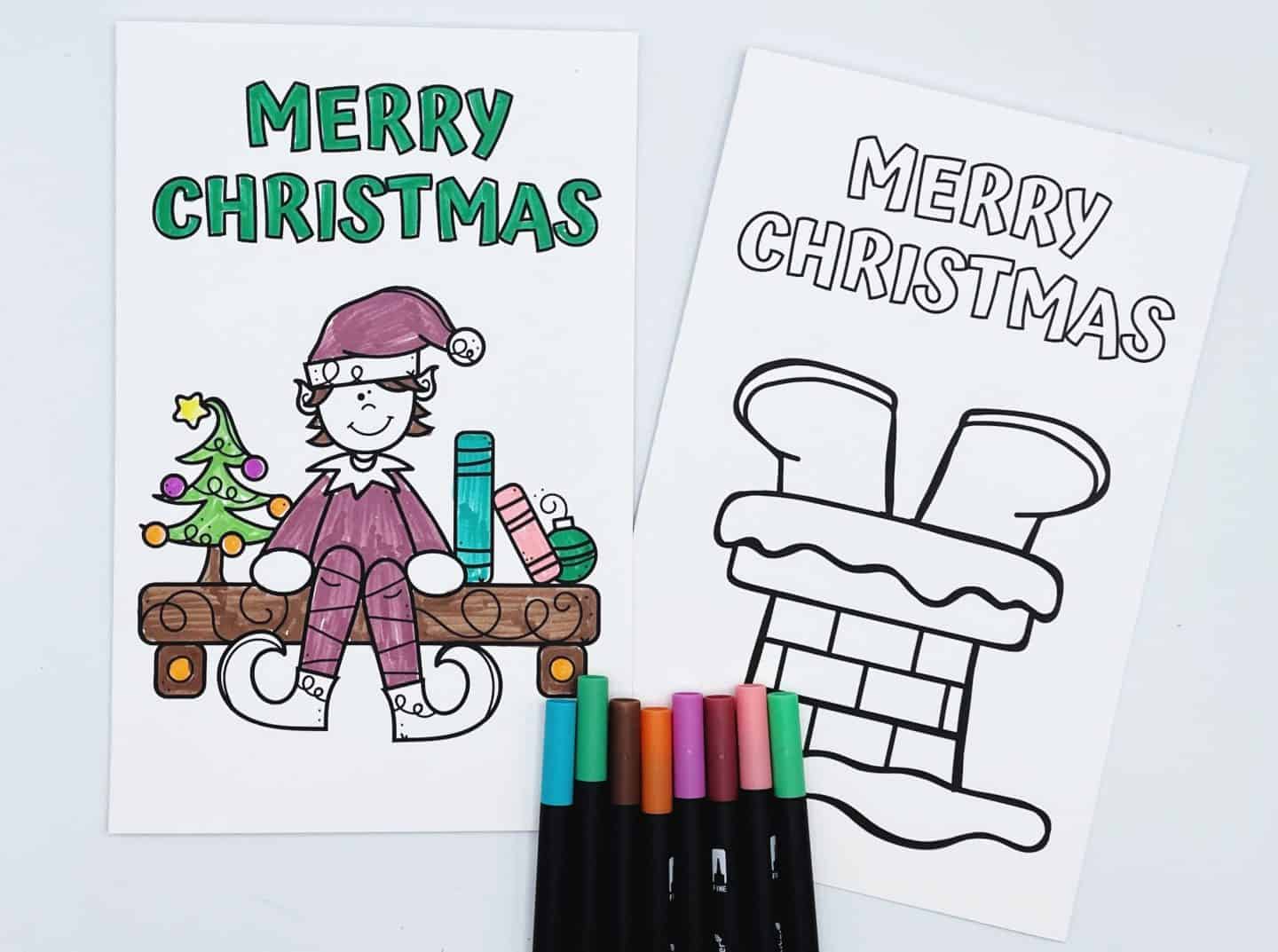 Christmas cards to color in