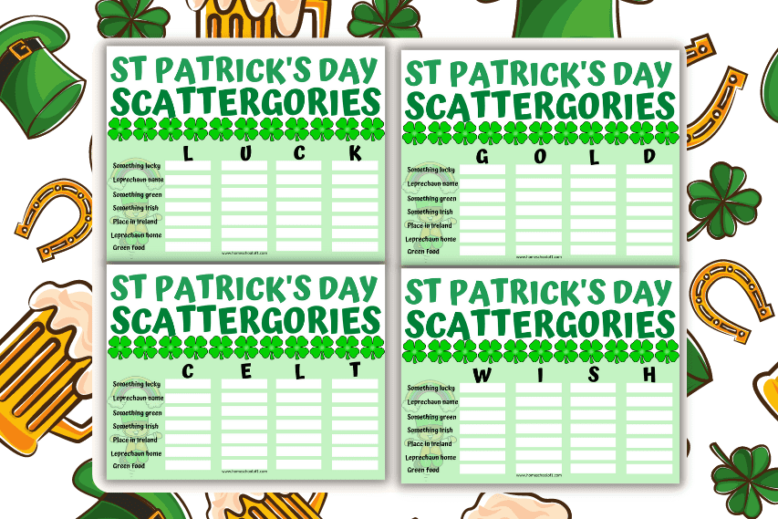 St Patrick’s Day scattergories (4 free boards)