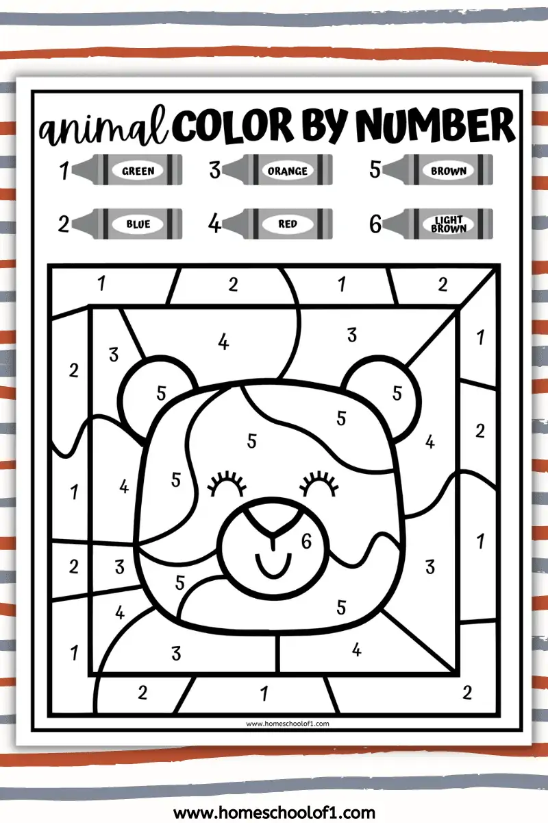 bear color by number